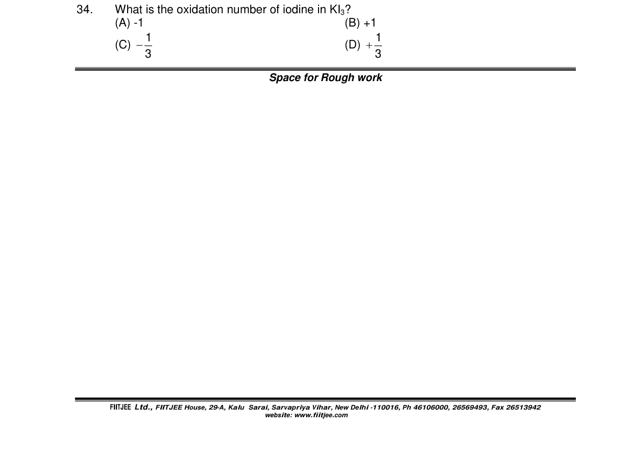 Chemistry diagram for: What is the oxidation number of iodine in KI3?