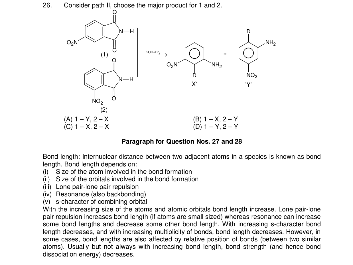 Chemistry diagram for: Consider path II, choose the major product for 1 and 2.