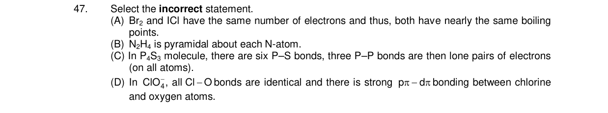 Chemistry diagram for: Select the incorrect statement.
