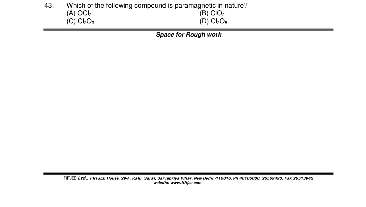 Chemistry diagram for: Which of the following compound is paramagnetic in nature?