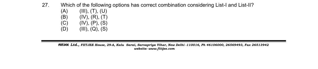 Chemistry diagram for: Which of the following options has correct combination considering List-I and List-II?