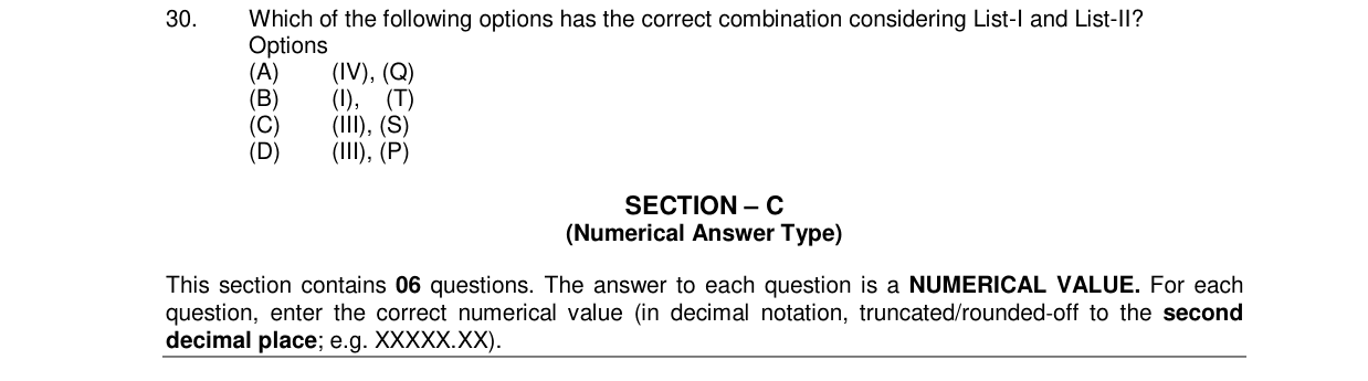 Chemistry diagram for: Which of the following options has the correct combination considering List-I and List-II?