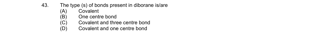 Chemistry diagram for: The type (s) of bonds present in diborane is/are