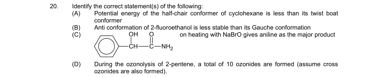 Chemistry diagram for: Identify the correct statement(s) of the following:
