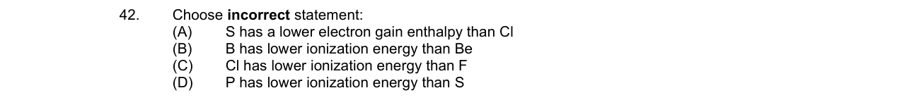 Chemistry diagram for: Choose incorrect statement: