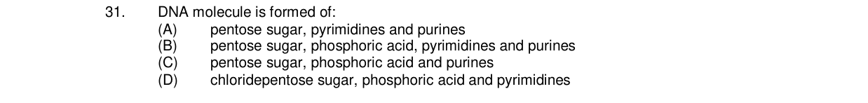Chemistry diagram for: DNA molecule is formed of:
