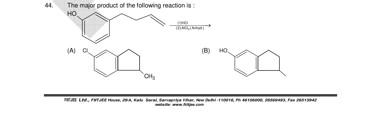 Chemistry diagram for: The major product of the following reaction is: [A phenol with a side chain containing -CH2-CH2-CH=CH2 at the meta posit