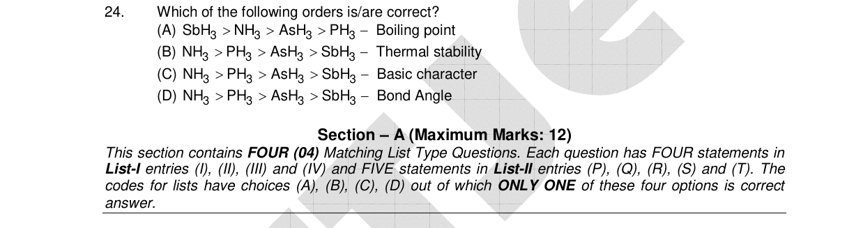 Chemistry diagram for: Which of the following orders is/are correct?