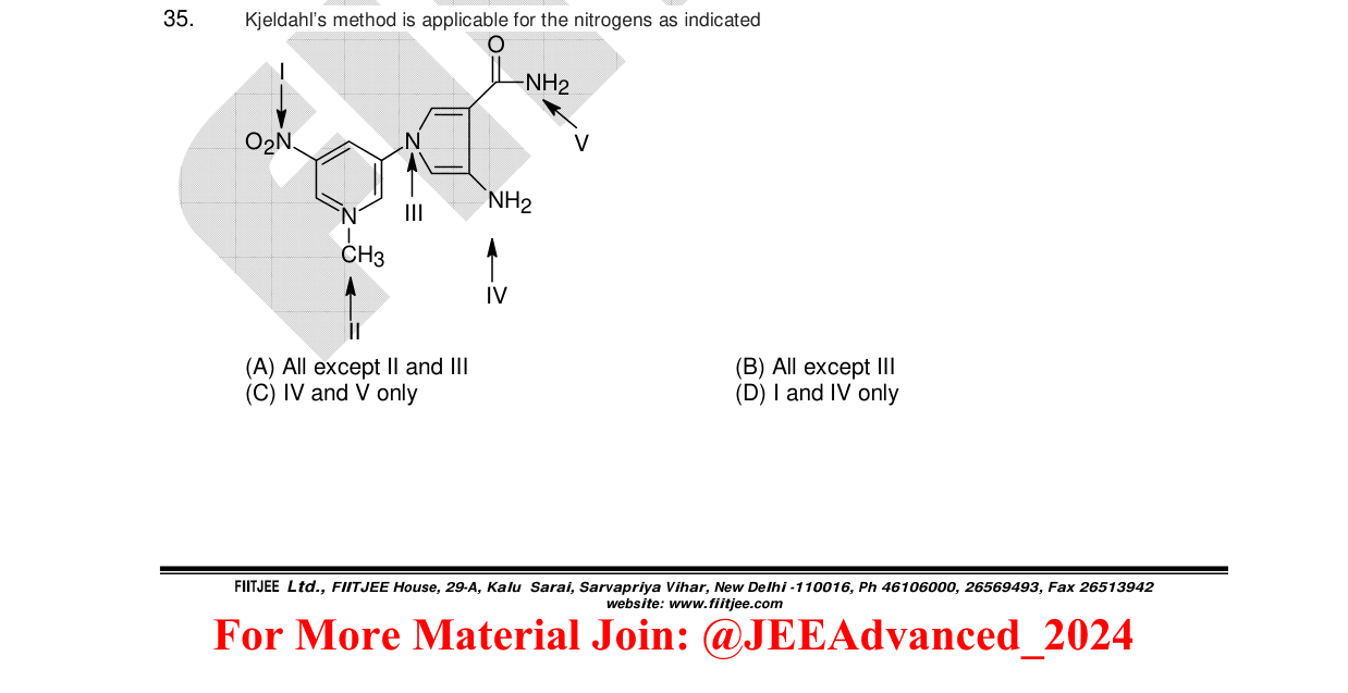Chemistry diagram for: Kjeldahl's method is applicable for the nitrogens as indicated