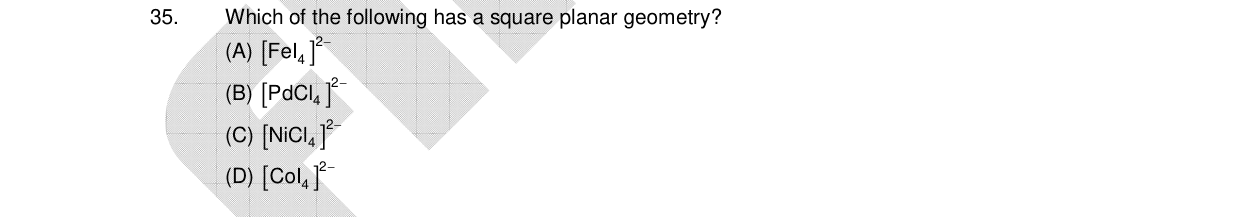 Chemistry diagram for: Which of the following has a square planar geometry?