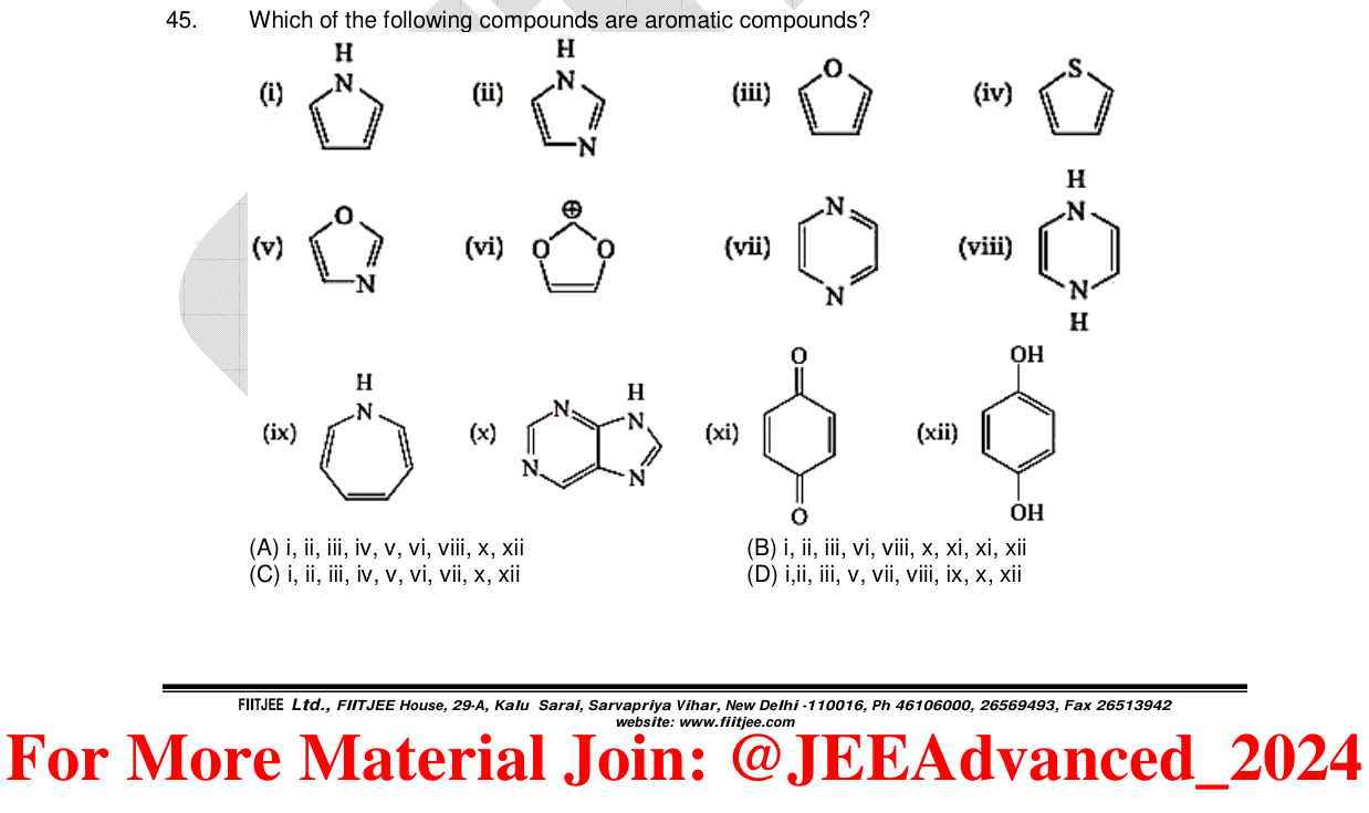 Chemistry diagram for: Which of the following compounds are aromatic compounds?