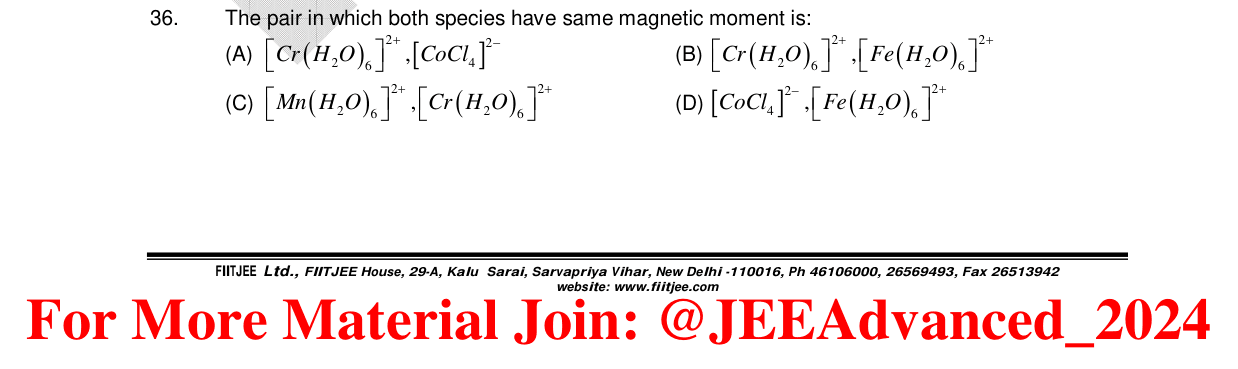 Chemistry diagram for: The pair in which both species have same magnetic moment is: