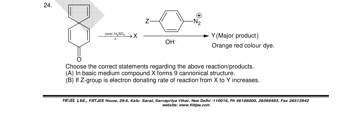 Chemistry diagram for: A compound with a cyclopentadiene ring fused to a cyclohexanone ring is treated with conc. H2SO4 and heat to give X. X t