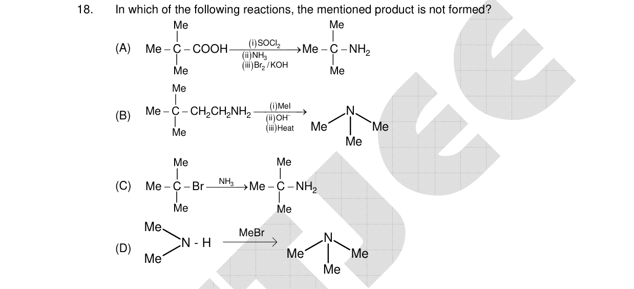 Chemistry diagram for: In which of the following reactions, the mentioned product is not formed?