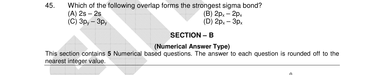 Chemistry diagram for: Which of the following overlap forms the strongest sigma bond?