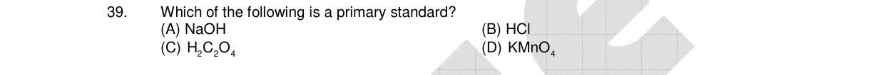 Chemistry diagram for: Which of the following is a primary standard?