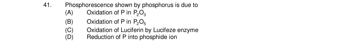 Chemistry diagram for: Phosphorescence shown by phosphorus is due to