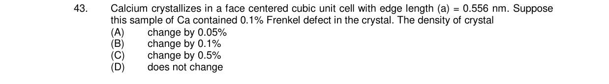 Chemistry diagram for: Calcium crystallizes in a face centered cubic unit cell with edge length (a) = 0.556 nm. Suppose this sample of Ca conta