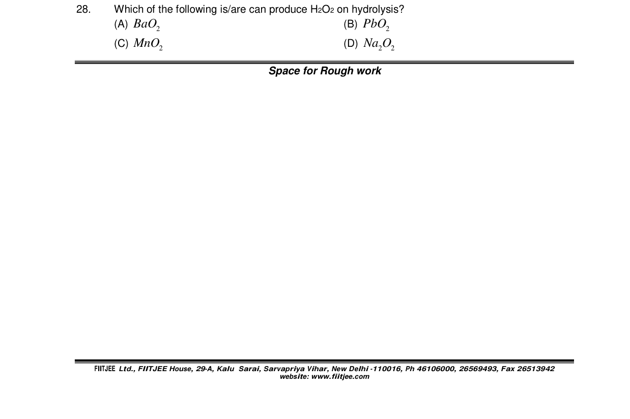 Chemistry diagram for: Which of the following is/are can produce H2O2 on hydrolysis?