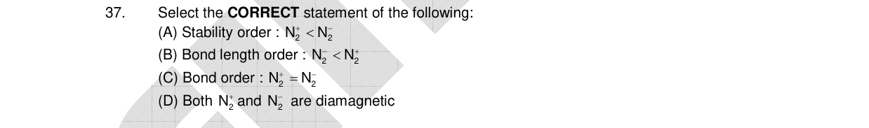 Chemistry diagram for: Select the CORRECT statement of the following:
