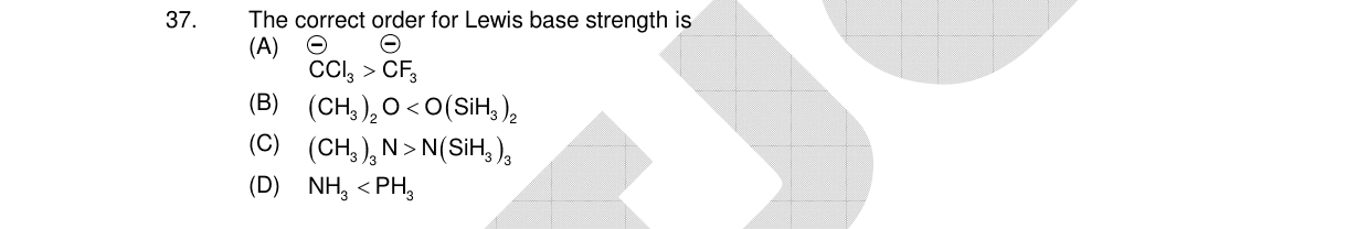Chemistry diagram for: The correct order for Lewis base strength is